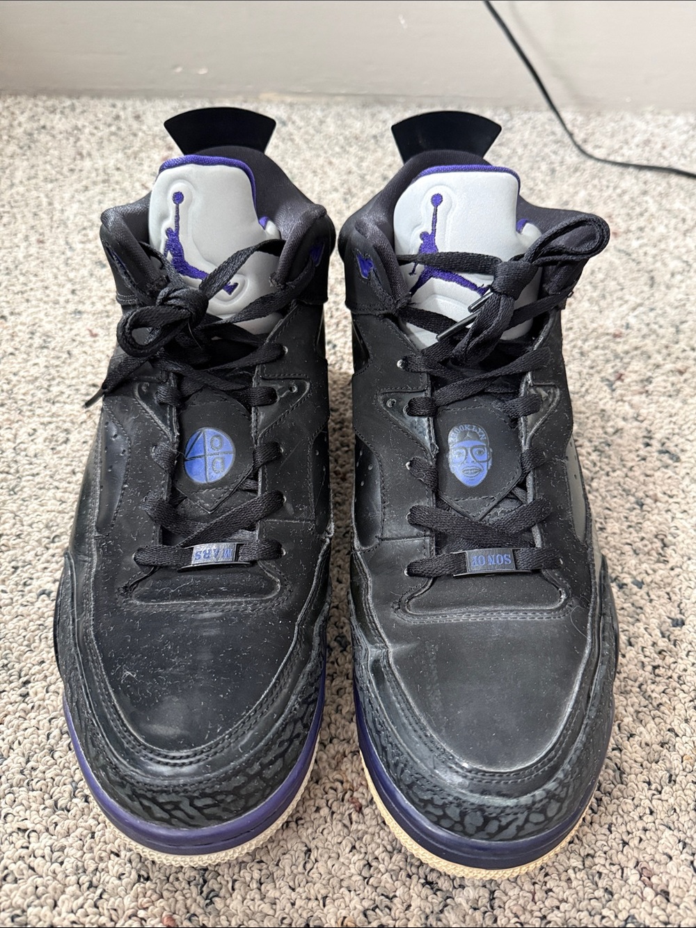 Jordan Son of Mars Low Black Grape Ice Black & Purple Elephant Print Sneakers 12